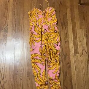 Farm Rio pink banana jumpsuit